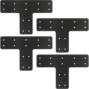 4 count T  Timber Brackets, to Beam Connector for 6x6 Brackets,Durable Steel Material Bracket, Versatile Connectivity(Black) 12*8 Inch