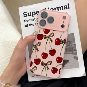 Whimsical Cherry Graphic With Leopard Bow Phone Case Smooth Matte Finish Skin-Friendly Grip Drop-Proof & Dust-Resistant Elevate Your Phone's Protection And Comfort For iPhone 17 16 15 14 13 12