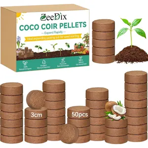 50 Pcs 30mm Organic Coco Coir Pellets for Seed Starter, Compressed Coir Potting Soil for Planting, Soil for Indoor Plants Herbs Flowers Vegetables