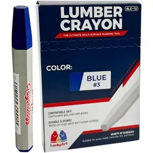 Lumber Crayons - Blue, Pack of 12 | Hexagonal Construction Marking Crayons for , Concrete, Asphalt, Metal | Durable, Smudge-Free, Break-Resistant