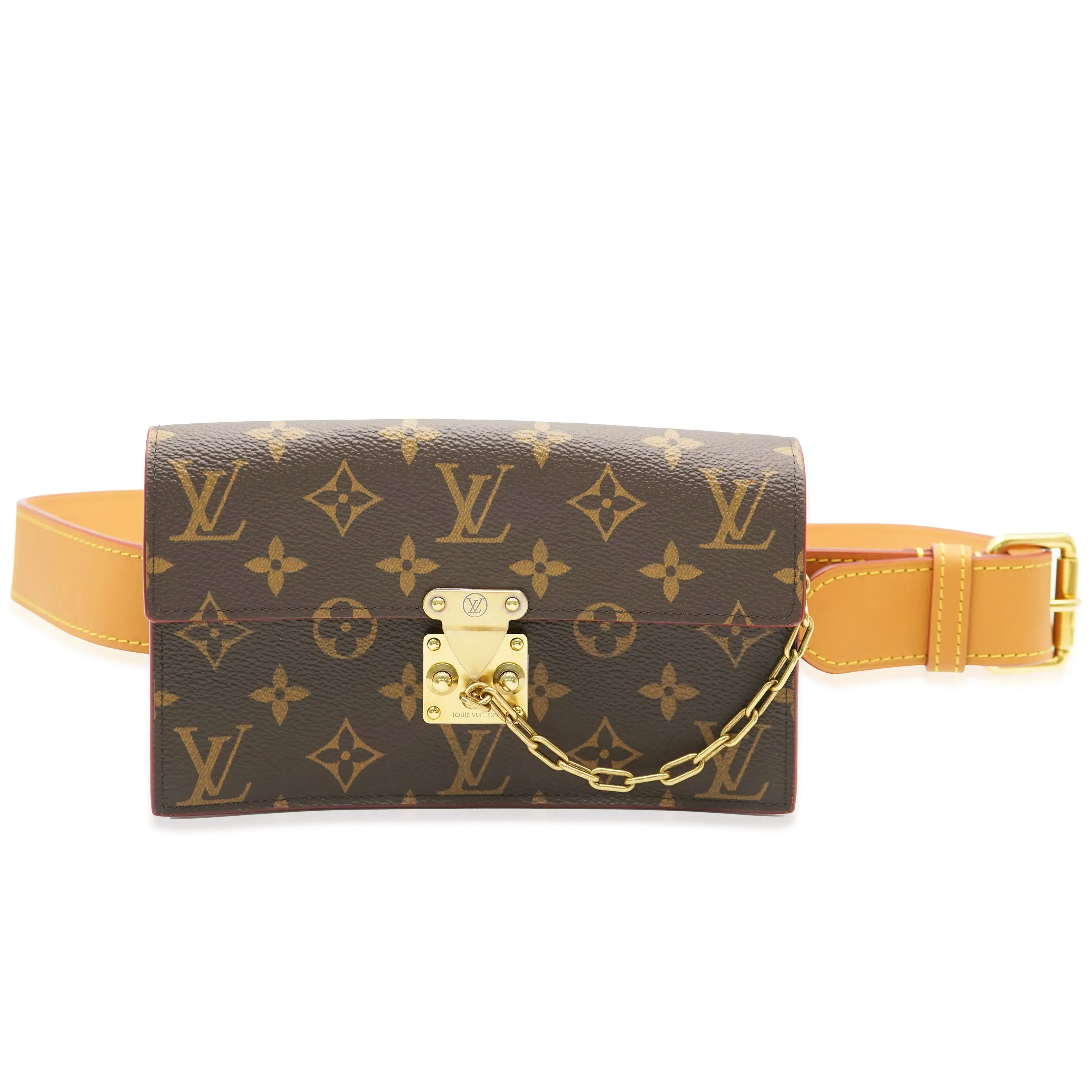 Pre-owned Louis Vuitton Coated Canvas Belt Bag Monogram Canvas S Lock Belt Pouch