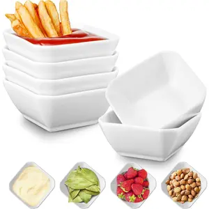 6 Pack Soy Sauce Dishes, 3 oz Ceramic Dipping Bowls, Pinch Bowls, Small Dip Bowl Set, Sauce Dish Bowl, Mini Bowl for Side Dish, Ketchup, Soy, BBQ, Sushi, Party, Condiments Serving Bowl Set