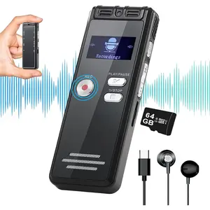64GB Digital Voice Activated Recorder with Playback - 4552 Hours Audio Recording Device, 3072Kbps HD Dual MIC Tape Recorder Device for Lecture A-B Repeat, MP3 Player, Password,【64GB TF Card Included】