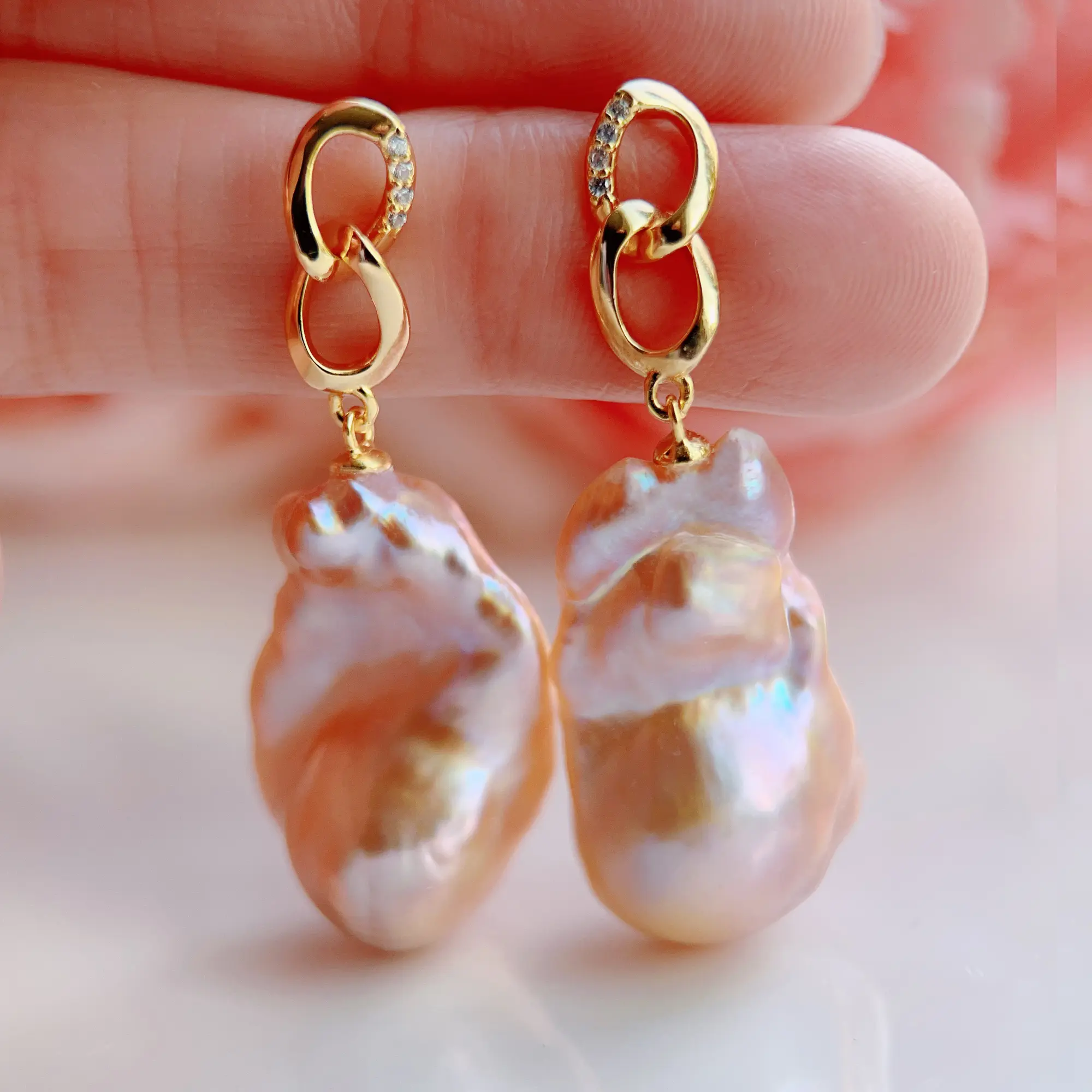 Piswency Unique Baroque Genuine Freshwater Pearl Earrings, S925 Sterling Silver Genuine Pearl Dangle Earring in Natural Color, Handmade Jewerly