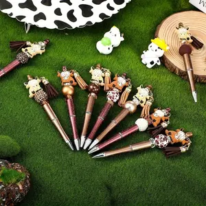 12PCS Yak Beaded Pen with Tassel Beaded Bulk DIY Beaded Pen Production Kit Creative Plastic Beaded Ball Pen, Fall style, Back to School Gifts