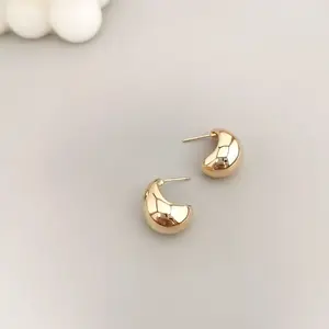 Uniqtier Gold Jumbo Dome Huggie Earrings - 18k Gold Plated Vermeil on Sterling Silver christmas gift gold earring