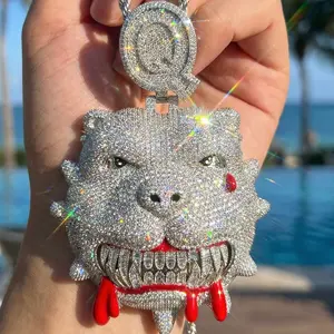 Heavyweight Bloody Bulldog Pendant with Rope Chain| Custom Initial Hip Hop Mascot| Edgy Streetwear Drip