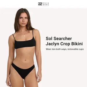 BILLABONG Sol Searcher Jaclyn Crop Bikini,wear me multi ways,Removable cups[Two Options, Set Available] Ruched Swim Bottom Swimsuit