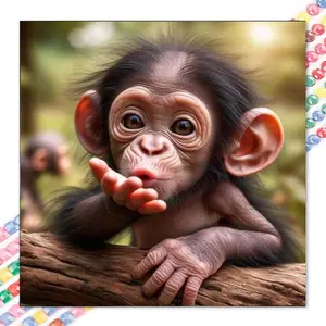 1pcs 5D DIY diamond painting kit, 5D diamond art set, DIY decoration, monkey, small hand, branch diamond painting kit full round drill DIY, mosaic, diamond art, DIY art home decoration, Crafts, suitable for Halloween and Christmas