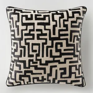 Z Gallerie Mod Maze Pillow 22" - Black & Gold