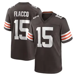 Cleveland Flacco 15 Brown/White Football Player Game Jerseys, Sports Stitched T-shirts Top for Men Women Youth Boys Girls