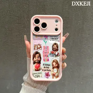 Cute Colorful Jesus Design Phone Case, Soft Silicone, Fully Protected and Shockproof For iPhone 17 16 15 Pro Max 14 13 12 11 Plus Air Cover