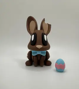 Hungry Chocolate Bunny – 3D Printed Easter Figurine by Blob Lab – Magnetic Mouth + Egg | NOT for Kids Under 3