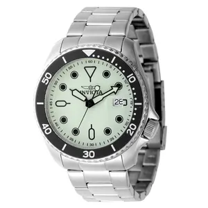 Invicta Men's 46mm Diver-Style Watch — Full Lume Glow-in-the-Dark Dial, Stainless Steel Bracelet