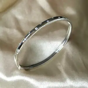 Silver Diamond Rain Bangle