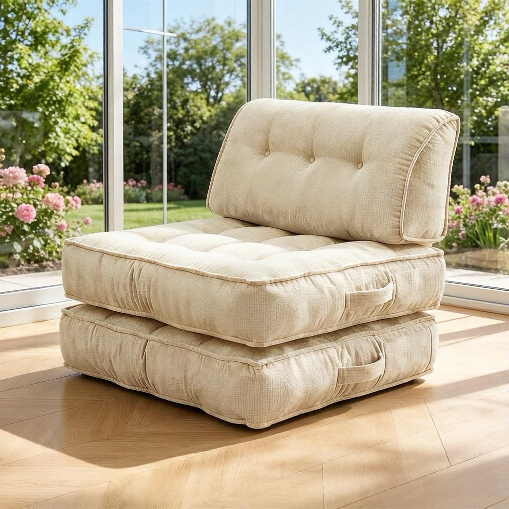 Chenille Small Space Convertible Sofa Bed, 2-in-1 Folding Floor Sleeper, No Assembly Space Saving Couch for Living Room Bedroom Apartment Dorm Guest Room Boneless Chaise Plush Modern furniture sectional Modular