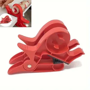 1pair Christmas Wrapping Tape Dispenser, Christmas Gift Wrapping Tools Set, Office Gift Packaging Cutting Tool, Single Roll Paper Fixing Bracket