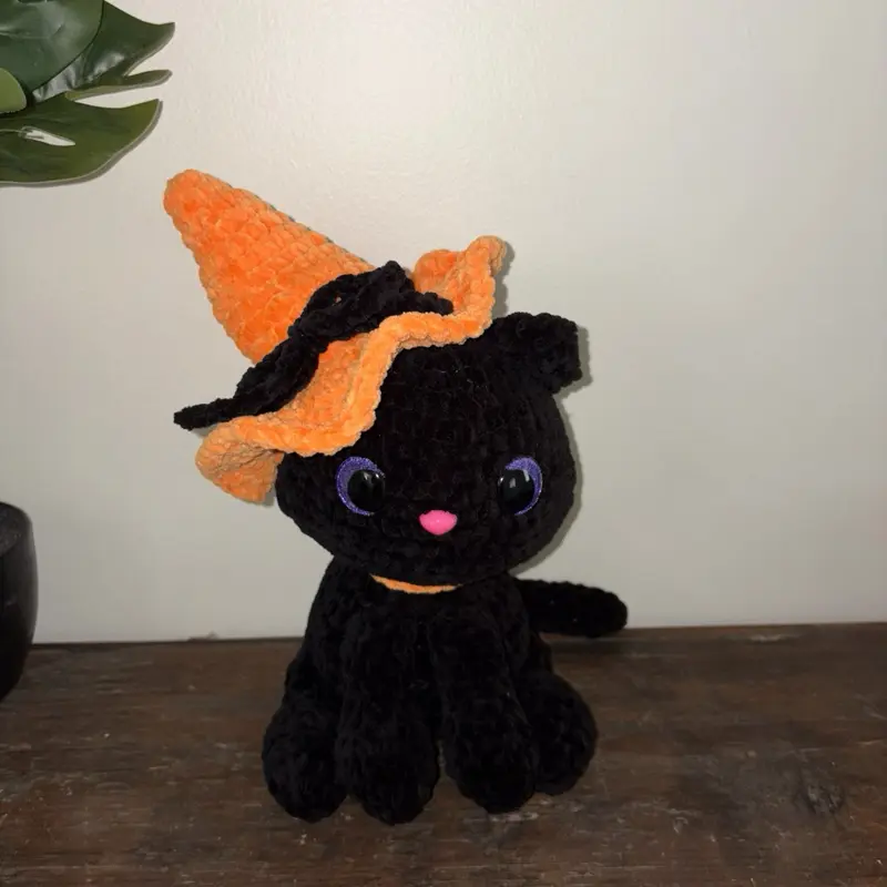 Crocheted Witch Cat Plushie