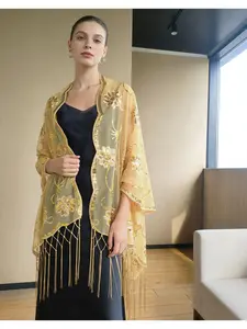 Flower Sequin Fringe Shawl for Festival Party Ball Banquet Evening Dress Outerwear Shawl for Women