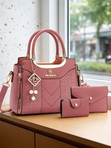 3-piece women's bag set, premium texture lychee pattern Stylish Handbag, available in multiple colors, can be worn as a single shoulder or crossbody bag with various carrying styles, suitable for many occasions, perfect Mother's Day gift for mom