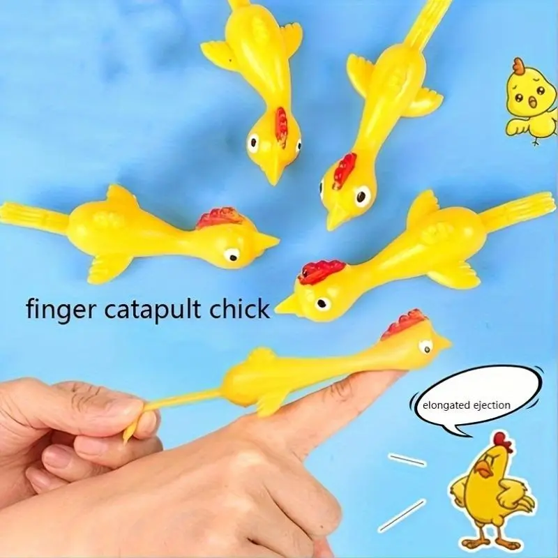20PCS Chicken Finger Slingshot Toy - Yellow Prank Play Toy, Remote-Free Stress Relief Accessory, Ideal Gift for Kids, Easter Sports & Outdoor Item, Gag, Fun