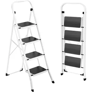 Step Ladder Folding Step Stool for Adults with Anti-Slip Pedal,330 lbs Capacity for Kitchen, Home,White