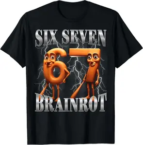 100% Cotton Funny 67 Italian Brainrot Tung Tung Sahur Six Seven Meme T-Shirt