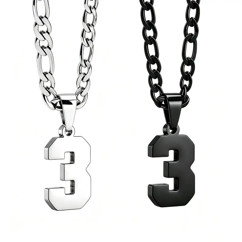 Men's Personalized Number-Shaped Minimalist Chain Necklace - 0-99 Silver Stainless Steel, Durable Artificial Gemstone Jewelry, Memorial Daily Wear Accessory, Minimalist Chain Necklaces
