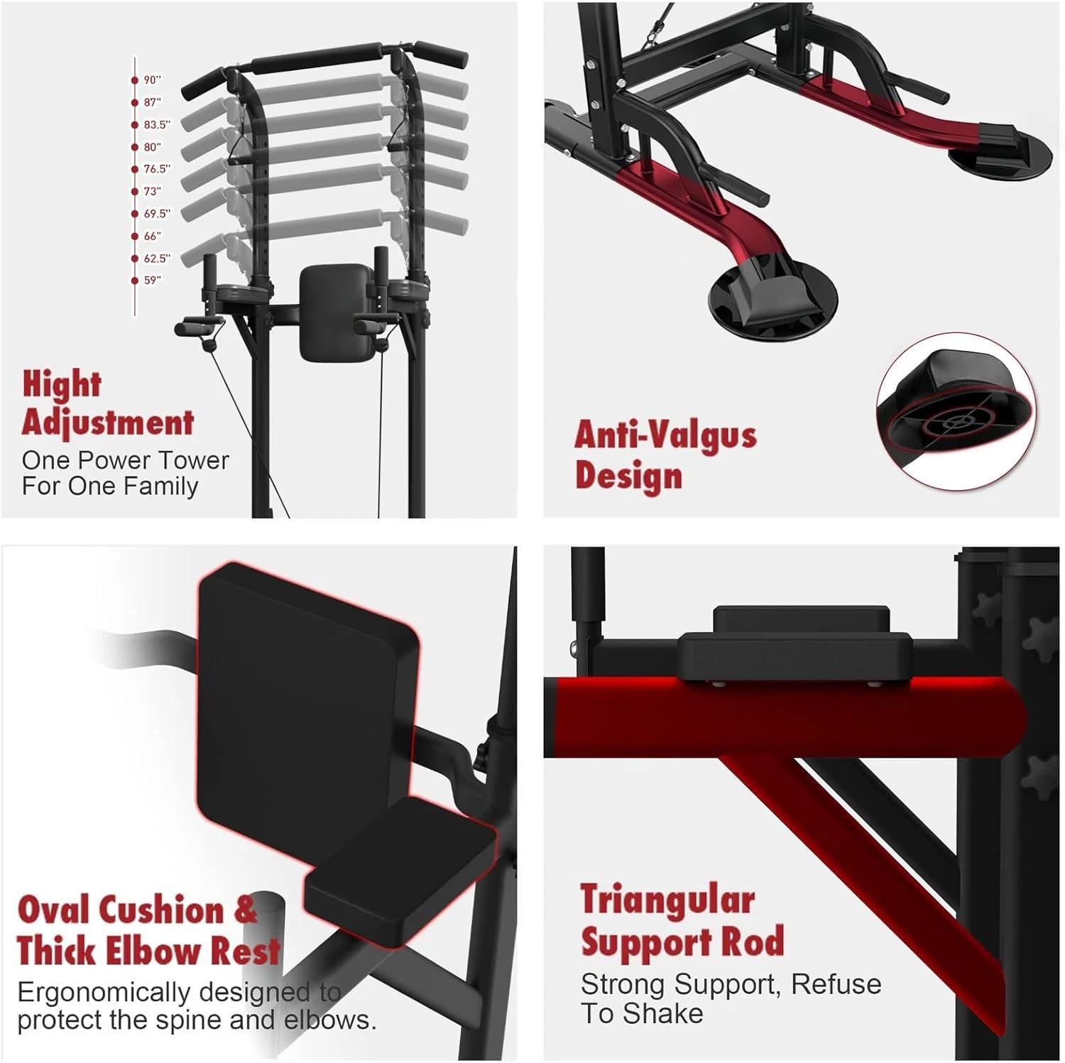 Pull Up Bar Dip Station Power Tower Assistive Trainer Multi-Function Home Gym Strength Training Fitness Equipment 450LBS Pull Up Bar Dip Station Power Tower Assistive Trainer Multi-Function Home Gym Strength Training Fitness Equipment 450LBS