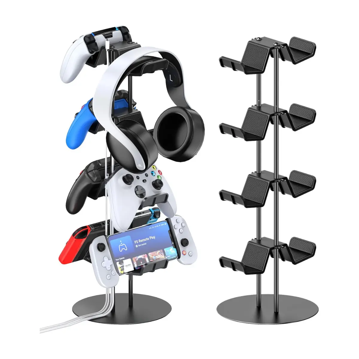 4-Tier Controller Stand with Headset Holder & Cable Organizer for Gaming Desk