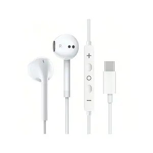 High-Quality Type-C Wired Earbuds, Noise-Reducing Bass, Multi-Use for Gaming, Commuting, Home Audio, Business Calls, Compatible with iPhone & Samsung