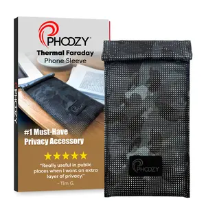 PHOOZY Faraday Phone Sleeve Anti-Tracking Signal Blocking Case – RFID NFC GPS Blocker w/ Thermal Heat & Cold Protection