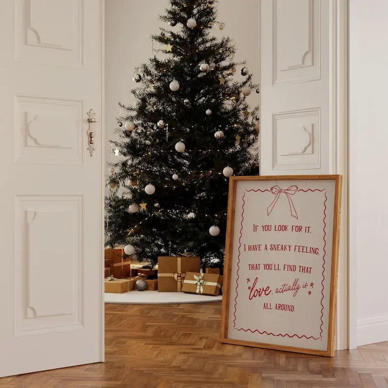 Love Actually Christmas Print - Quirky Kitchen Wall Art, Unique Xmas Poster for Modern Holiday Décor, Fun Gift Idea Poster No Frame