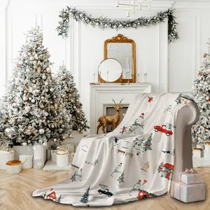 Christmas Fleece Throw Blanket Christmas Ski Field Blankets Throws Xmas Village Lightweight Throw Soft Warm Sherpa Fuzzy Blanket for Couch Sofa, Bed (50x40 inch, Ski Field)
