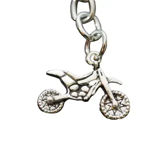 Motorcycle Dirt Bike Moto Cross Steel Silver Chrome Keychain Gift