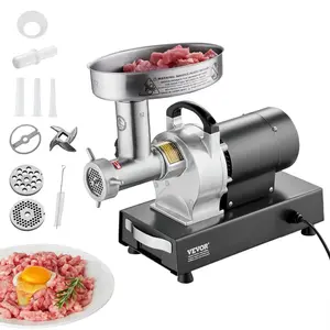 VEVOR Meat Grinder,  9 Lbs/Min Capacity Electric Meat Grinders with Blade, Grinding Plate, Sausage Maker, Stainless Steel Commercial Meat Mincer for Kitchen Restaurant Butcher Store