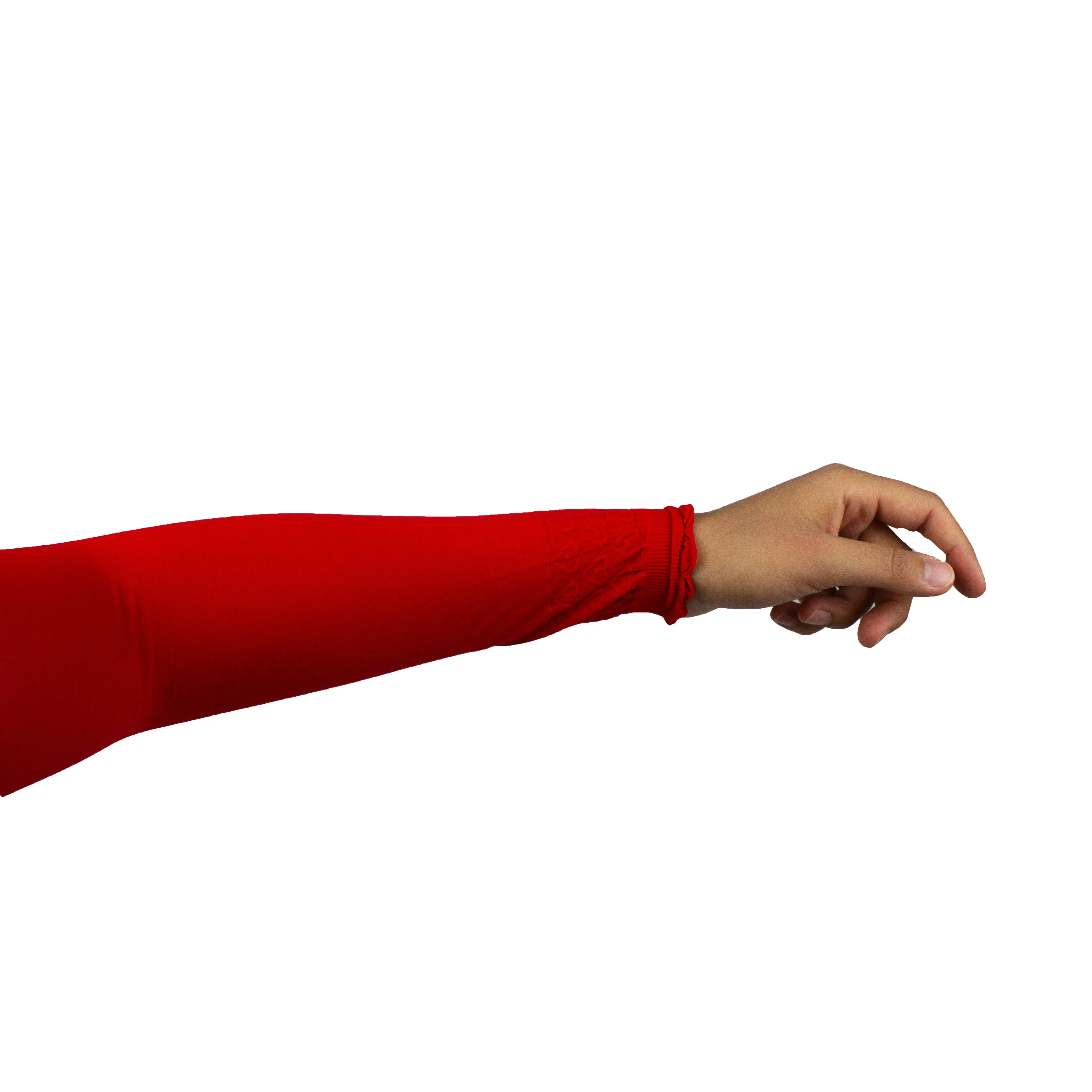 Frill Edge Stretchy Sleeve Extender - Vivid Red