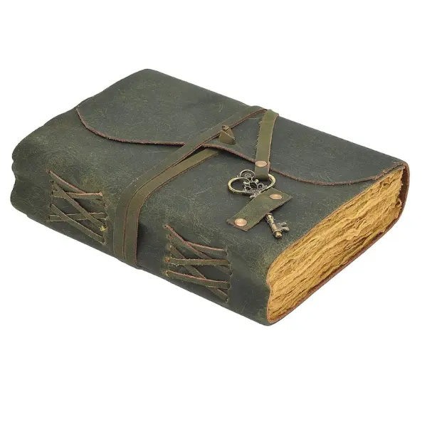 Leather Journal Handmade Bound Notebook With Deckle Edge Paper, 240 Pages, Writing, Sketching & Travel Notes 7x5