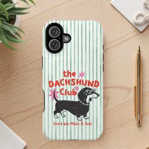 [Magnetic]Dachshund Club Phone Case Retro Stripe Magsafe Compatible Iphone 17 16 15 14 13