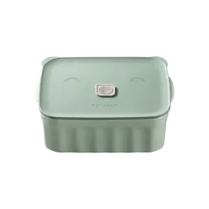 BUYDEEM Piggy Box Multi-Functional Ceramic Food Container with Lid Steaming Baking Microwave Safe Light Green 17cm CT1006