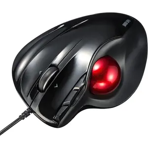 Wired Ergonomic Trackball Mouse-Programmable Roller Ball, Tilt Scroll, 400/800/1200/1600 DPI, with Computer Trackball & Finger Rest, Compatible For Mac, Windows, Laptop, Chrome OS, Black
