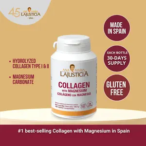 Ana Maria Lajusticia Collagen with Magnesium 180 Tabs Supplement for Bones Skin & Joints Gluten Free Made in Spain Hydrolyzed Collagen Healthcare Fitness Dietary Edible Colagen Nail Healthy Collagen - Hair
