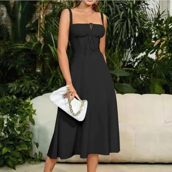 lace up ruched dress large - TikTok Shop