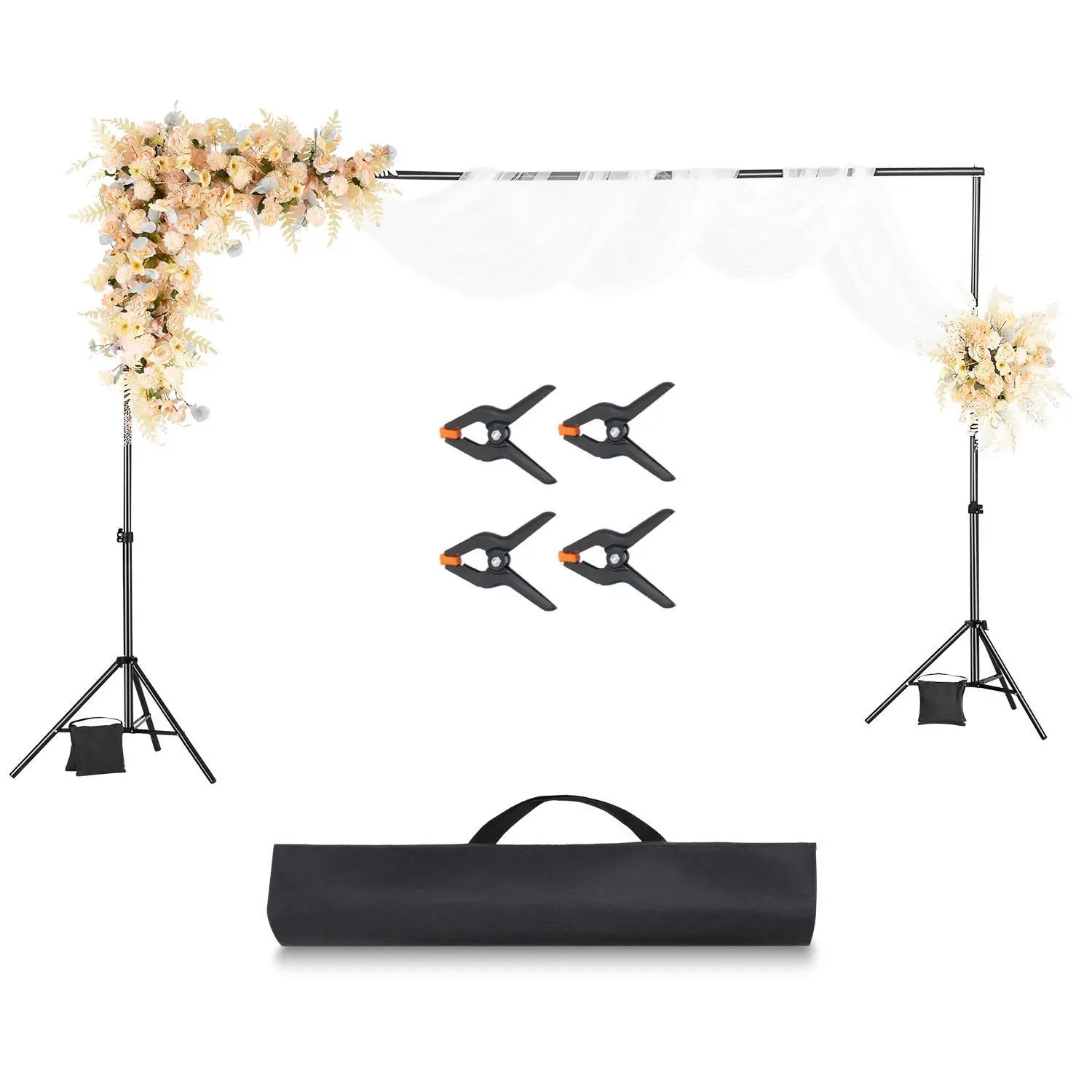 【Summerfinds】VEVOR Adjustable Steel Camera Backdrop Stand Kit, 6.5x10 ft Camera Holder with Accessories for Party, Photo Studio, Photography Camera Accessories