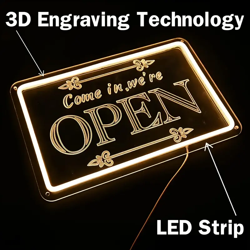 LED Neon Open Sign, Quick-Mount Easy-Setup LED Light with Neon for Restaurant, Customer-Attraction Lighted Window Sign for Retail Bar Led Atmosphere Lamp summerwins