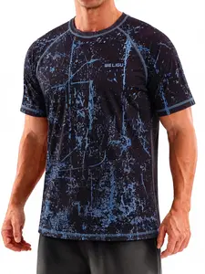 WELIGU UPF 50+ Men's Printed UV Protection Sun Shirt, Quick Dry Breathable Short Sleeve Hiking/Light Outdoor Fishing Beach Top