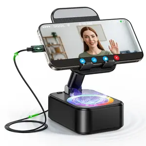 Wireless Audio Induction Bluetooth Speaker with Emergency Charging 5in1 Phone Holder Power Bank LED Nightlight for Tablet iPhone Android 5.3 Connectivity 1500mAh Battery 100Hz-20kHz Frequency Response Durable Smart Device Chargeable - Smartphone