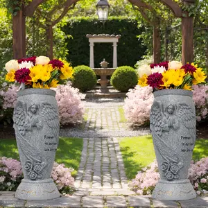Memorial Angel Resin Flower Pot with Stake, Engraved 'forever in Our Hearts' Design, Suitable for Cemetery Garden Lawn Decorations