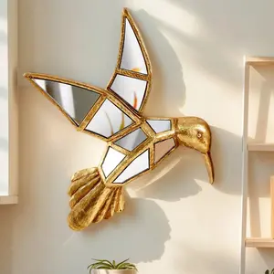 Resin Hummingbird Wall Hanging Decor, Mirror Surface Design, Perfect for Bird Lovers & Home Parties, Creative Animal Display, Hanging Room Decor