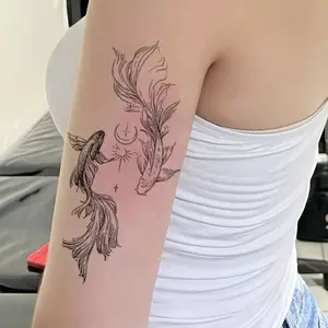 1pcs Koi Herbal Juice Tattoo Sticker Sexy Spicy Girl Fake Tattoo Male and Female Arm Temporary Tattoo Waterproof Durable Unisex Removable Unique Party Gift Y2K